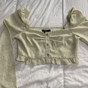 Nasty Gal Cream Polka Dot Blouse